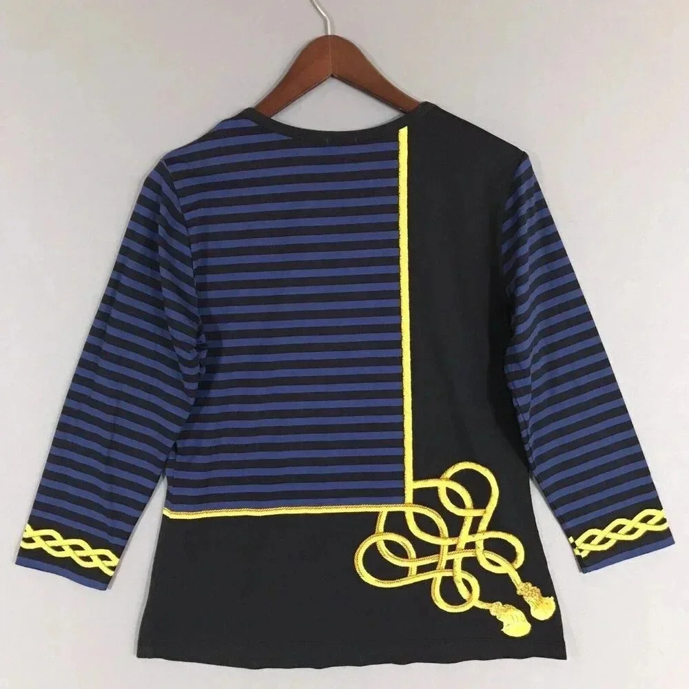 J McLaughlin Signature Tee Catalina Cloth Top Size Medium 3/4 Sleeve Nautical - Picture 2 of 15